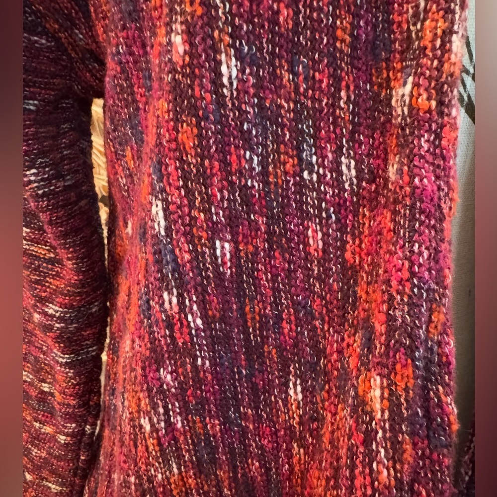 J. Jill Burgundy Multicolor, Front Pockets, Sweater Cardigan- size M - Picture 5 of 9